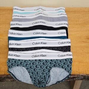 Calvin Klein Men's Briefs Pack - Black, Gray, Teal & Patterned Blue